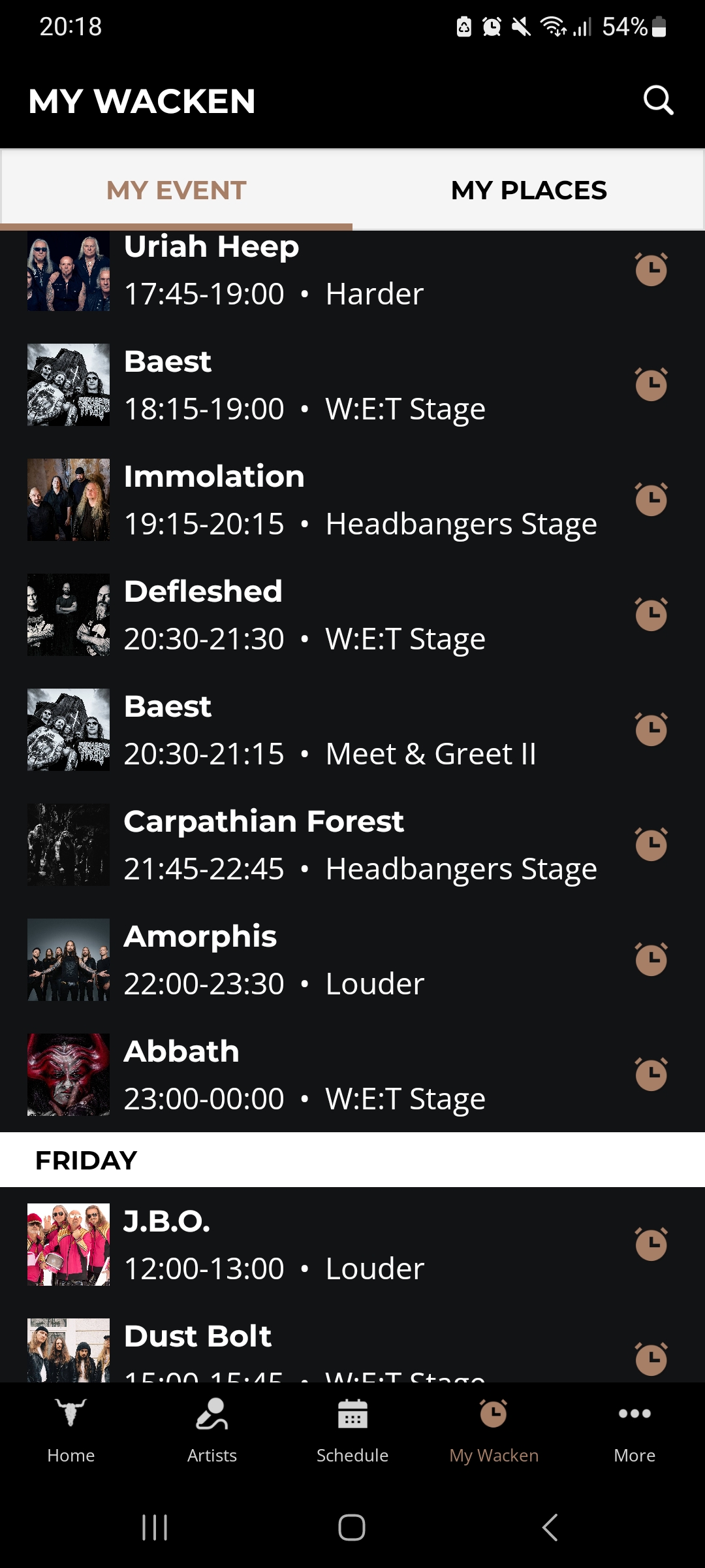 Mis eventos en la App de Wacken