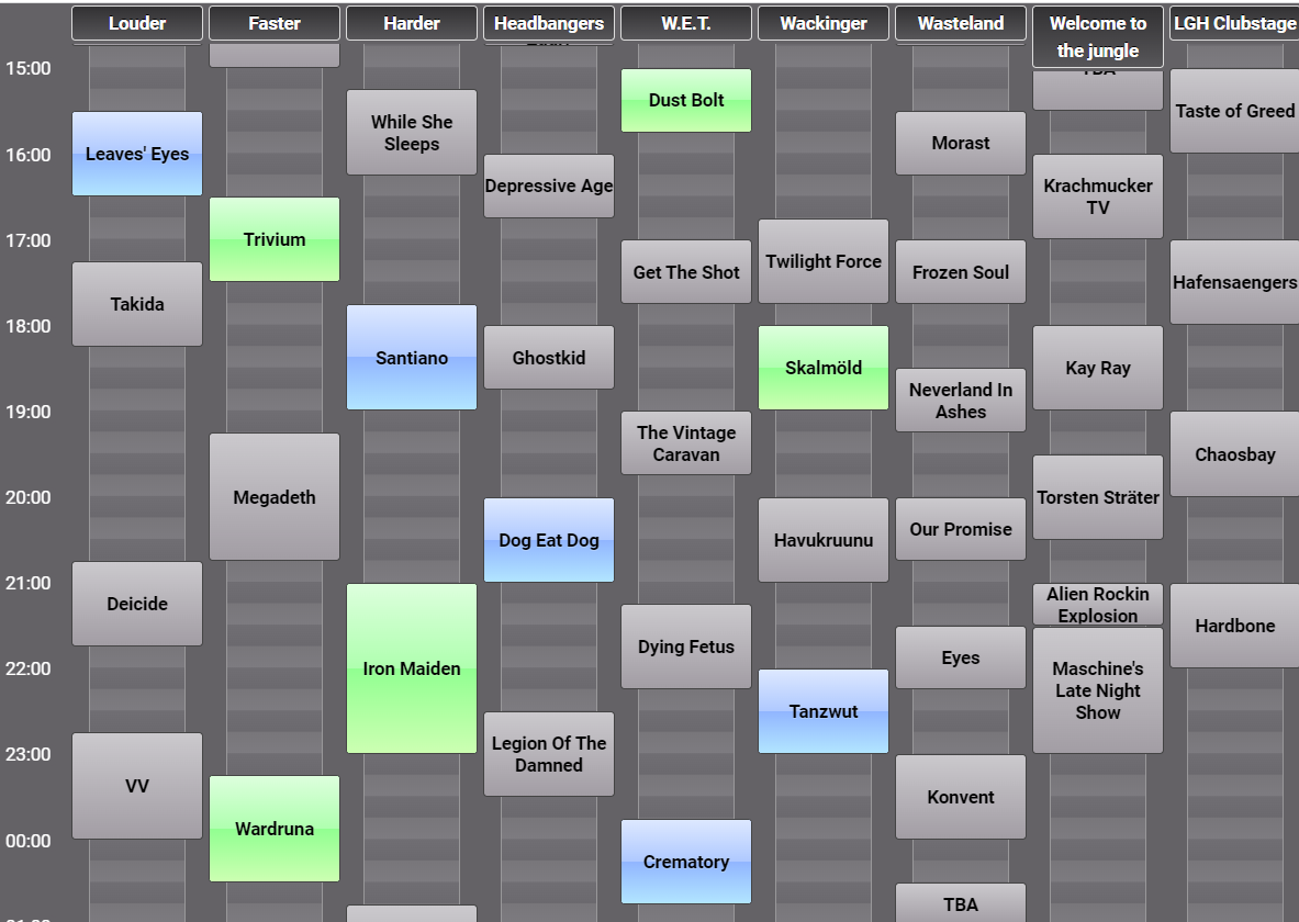 Clashfinder con horarios Wacken 2023