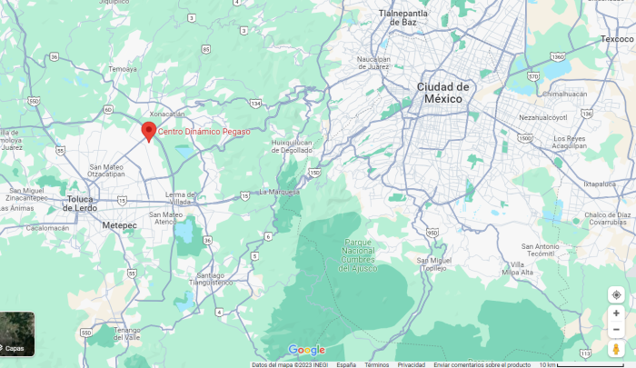 Situación geográfica del Foro Pegaso (Toluca de Lerdo, México)