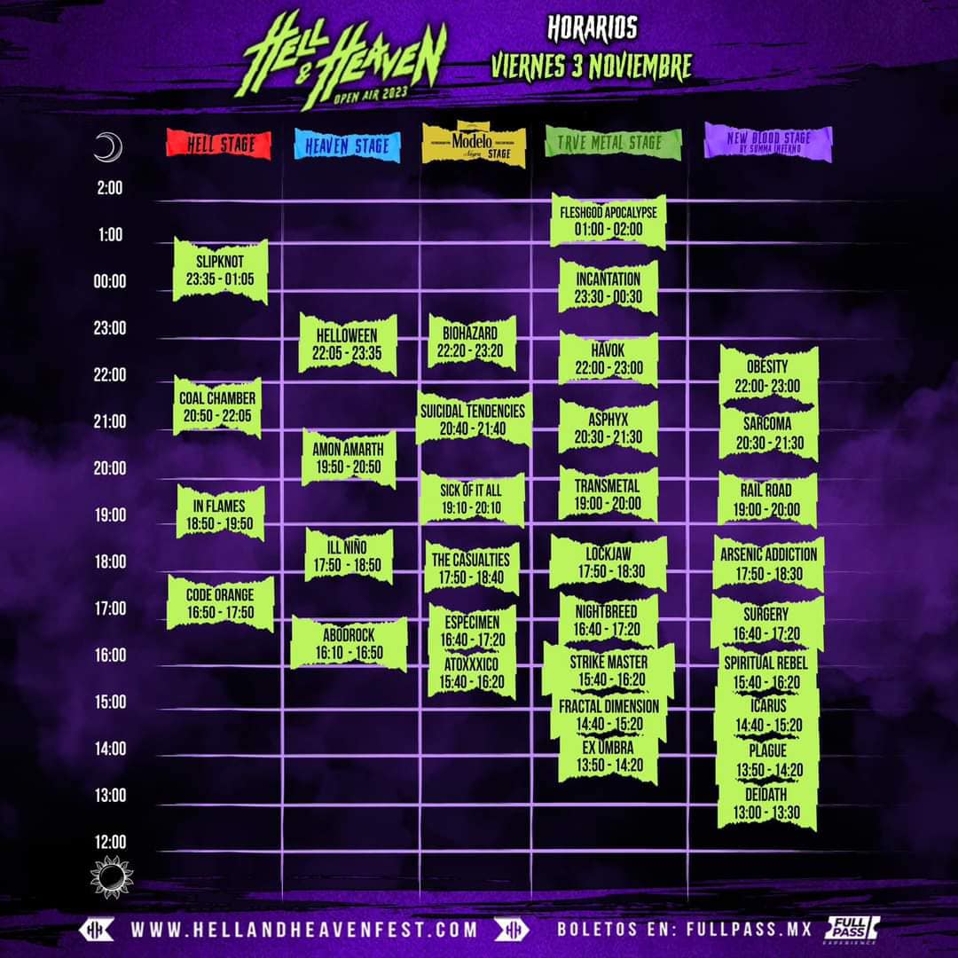 horarios primer día Hell and Heaven 2023