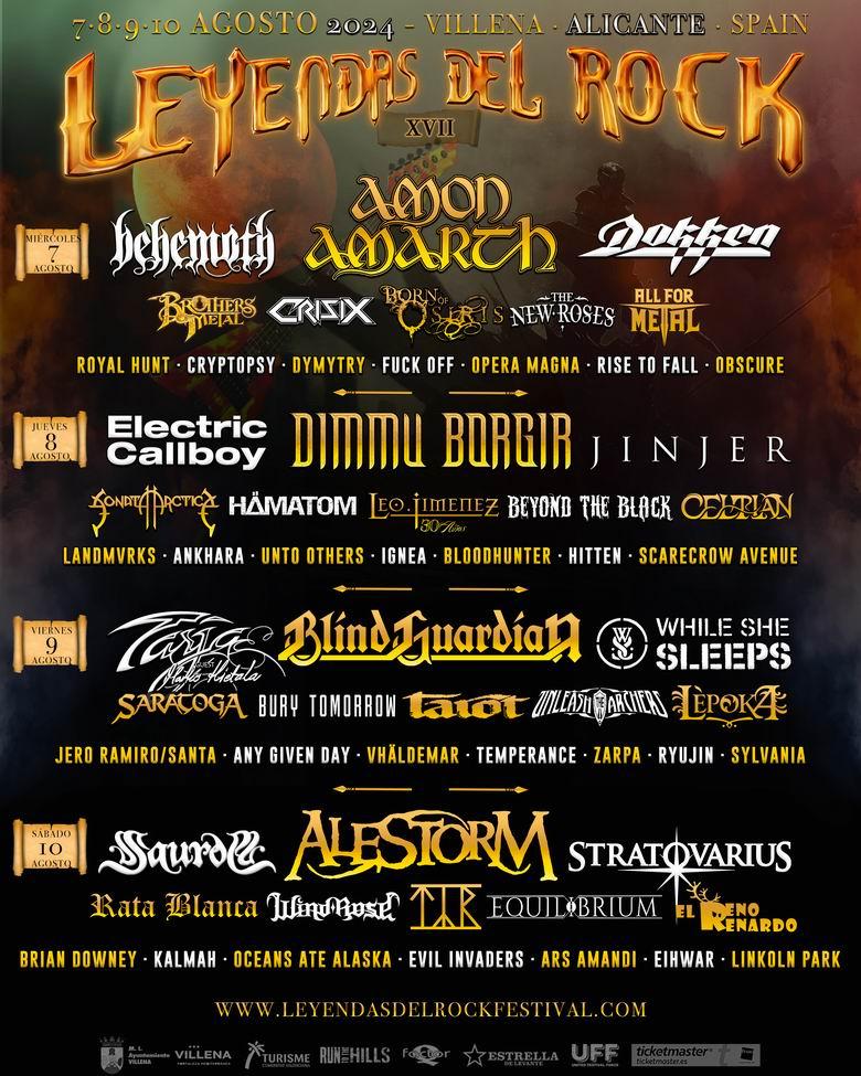 Cartel del Leyendas del Rock con distribución por días 2024