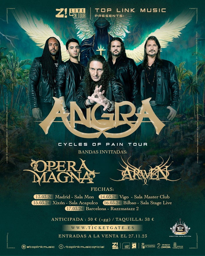 Cartel Angra + Opera Magna + Arwen España 2024