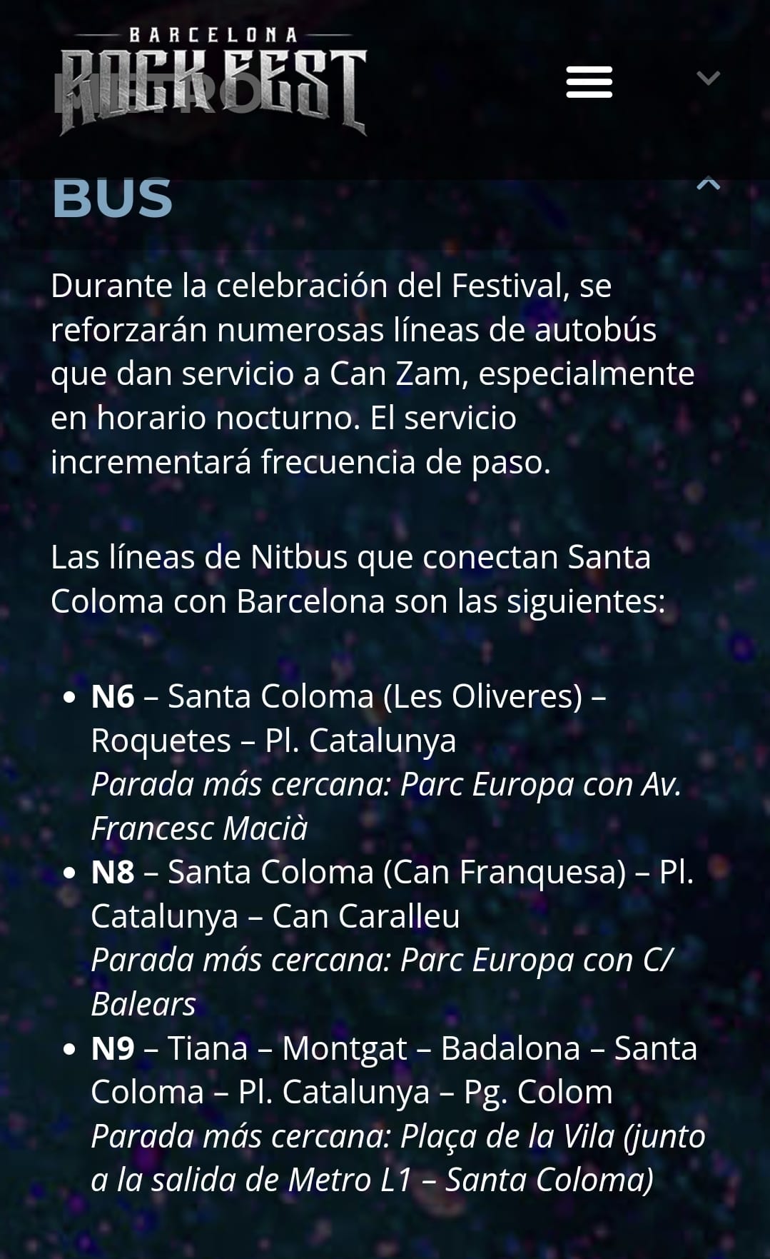 Servicio de Autobús Barcelona Rock Fest 2024