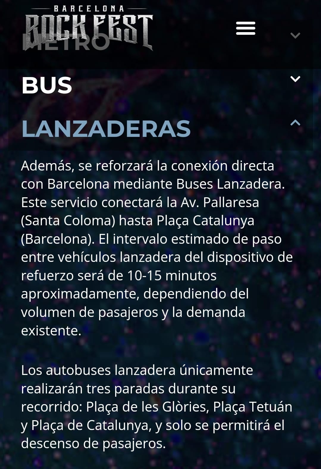 Bus Lanzadera Barcelona Rock Fest 2024