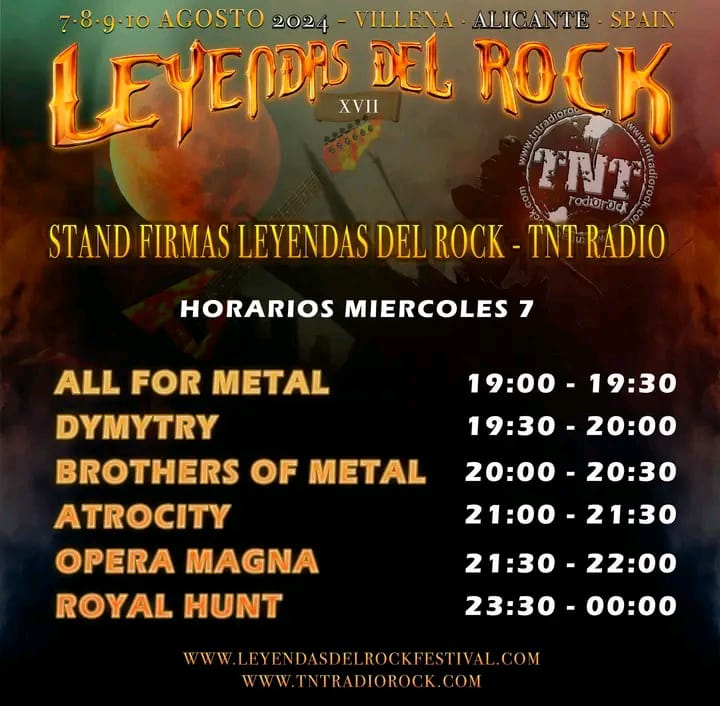 Horarios firmas primer día Leyendas del Rock 2024