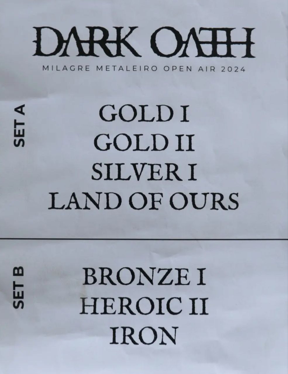 Setlist Dark Oath Milagre Metaleiro 2024