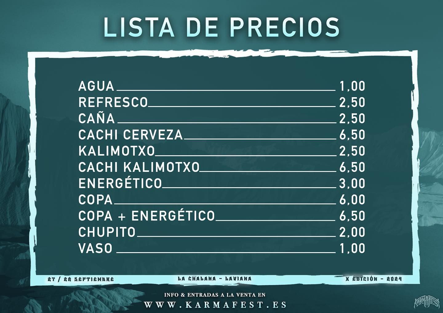 precios bebida karma fest